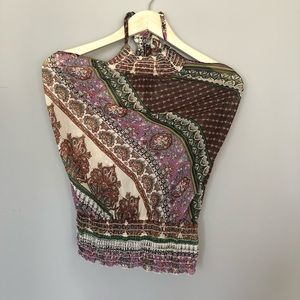Purple and Neutral Patterned Halter Top